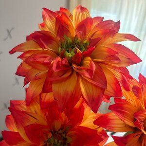 Orange Sunflower Stem, home decor, faux orange flowers